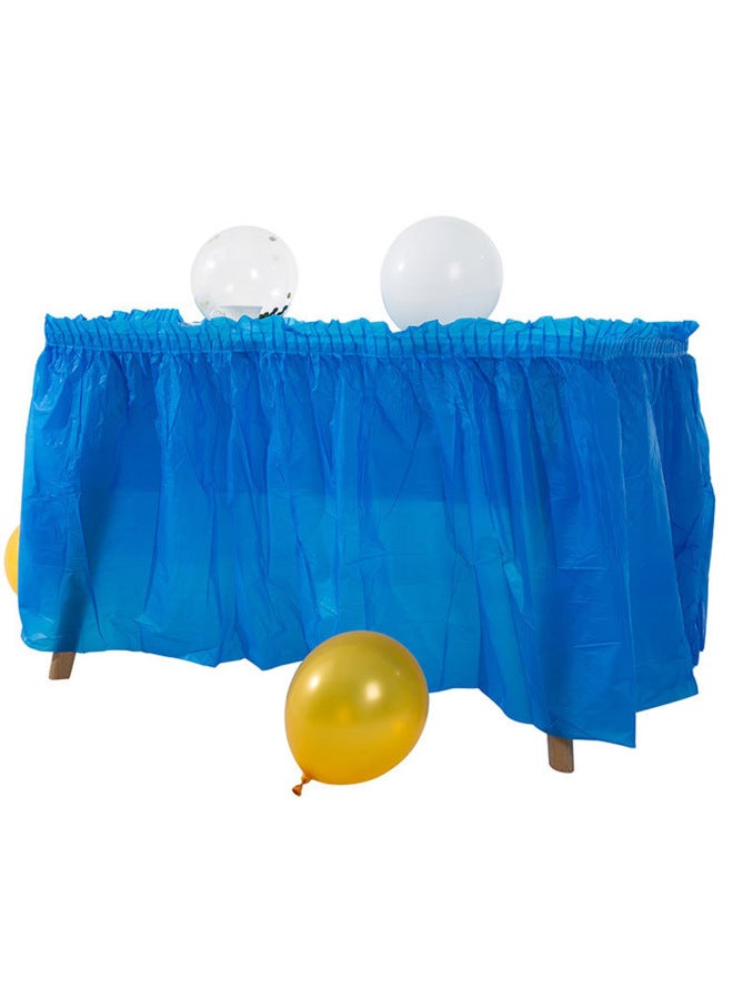Disposable Rectangular Table Skirt Oil Proof PE Plastic Tablecloth Party Wedding Dessert Table Birthday Party Decoration Supplies-color:dark Blue-Specifications: 137*274 Tablecloth + 430*75cm  - Image 1