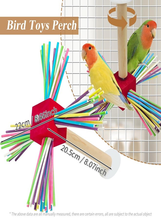 Eeaivnm Bird Perch Toy for Cage,Spinning Windmill Bird Perch Toy,360° Rotating Chewable Stand with Grinding Sticks,Interactive Cage/Tabletop Training Toy for Parakeets,Cockatiels,Lovebirds (Mixcolor, Square) - Image 4