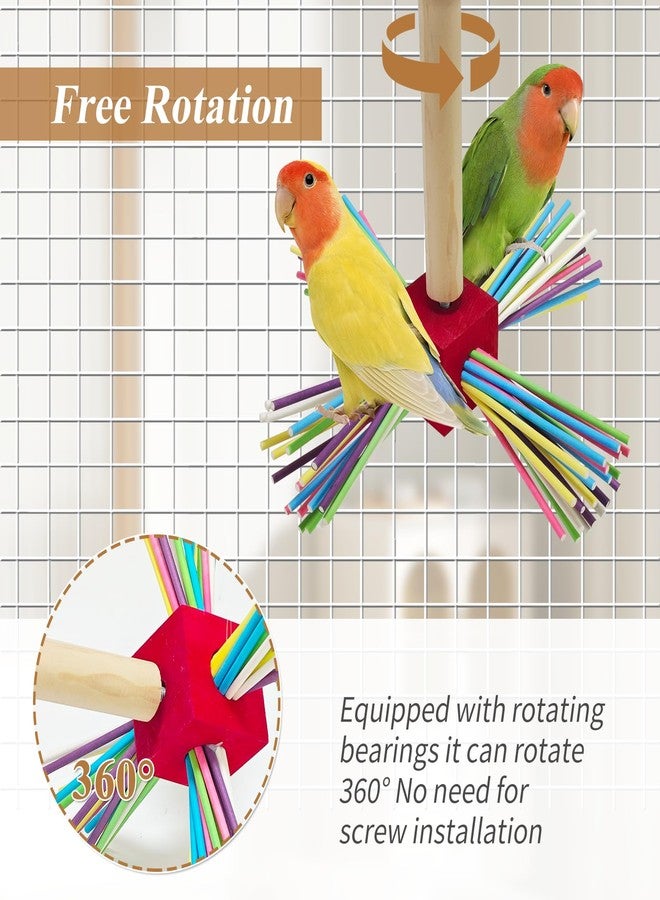 Eeaivnm Bird Perch Toy for Cage,Spinning Windmill Bird Perch Toy,360° Rotating Chewable Stand with Grinding Sticks,Interactive Cage/Tabletop Training Toy for Parakeets,Cockatiels,Lovebirds (Mixcolor, Square) - Image 2