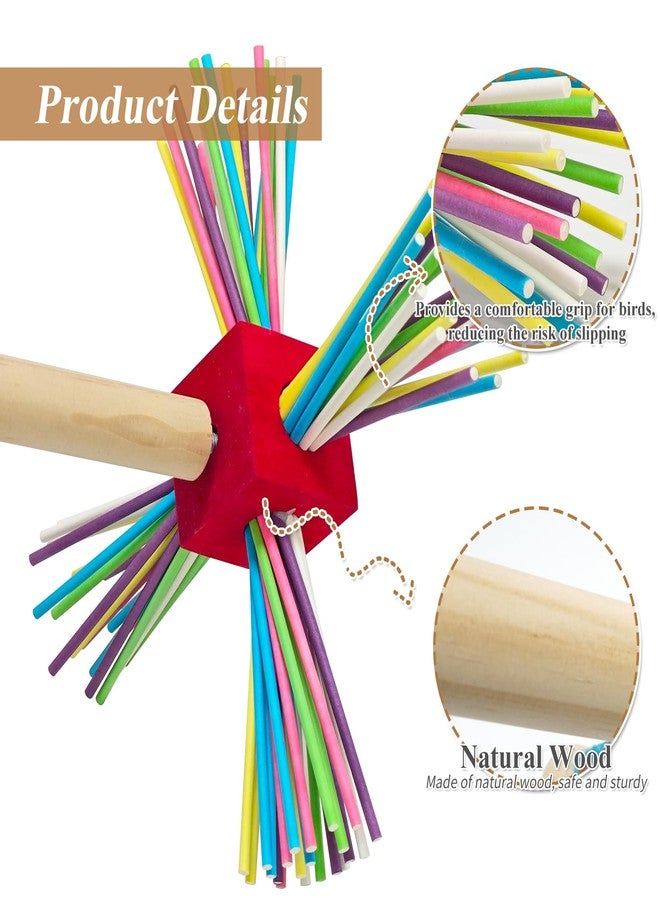 Eeaivnm Bird Perch Toy for Cage,Spinning Windmill Bird Perch Toy,360° Rotating Chewable Stand with Grinding Sticks,Interactive Cage/Tabletop Training Toy for Parakeets,Cockatiels,Lovebirds (Mixcolor, Square) - Image 3