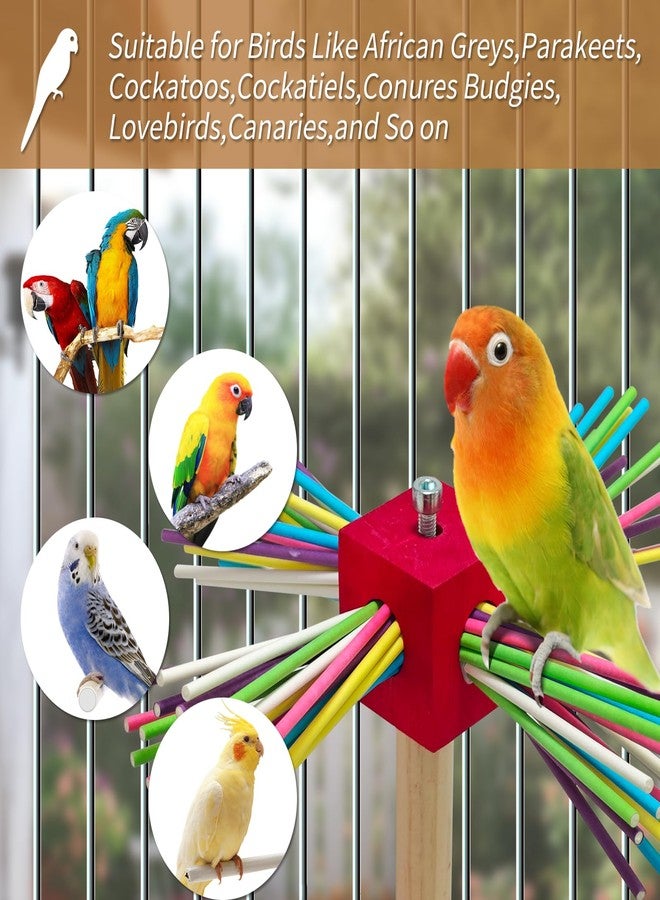 Eeaivnm Bird Perch Toy for Cage,Spinning Windmill Bird Perch Toy,360° Rotating Chewable Stand with Grinding Sticks,Interactive Cage/Tabletop Training Toy for Parakeets,Cockatiels,Lovebirds (Mixcolor, Square) - Image 5