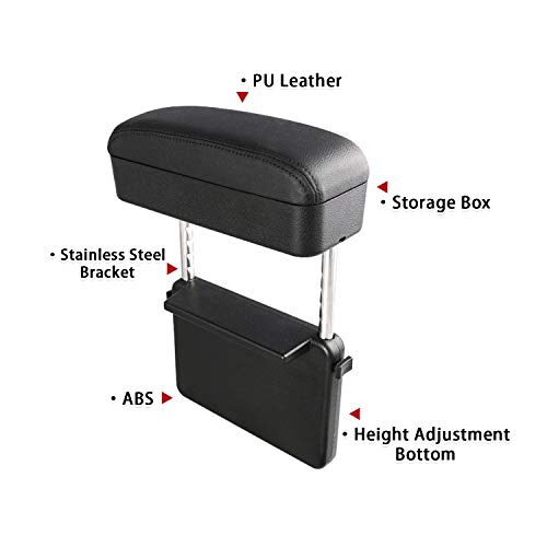 SKTU Auto Car Armrest Extender Support Elbow & Forearm Arm Wrist Rest Support Adjustable Height Comfort Pad Universal Fit for Most Car Models Center Console (Black with Organizer) - Image 3