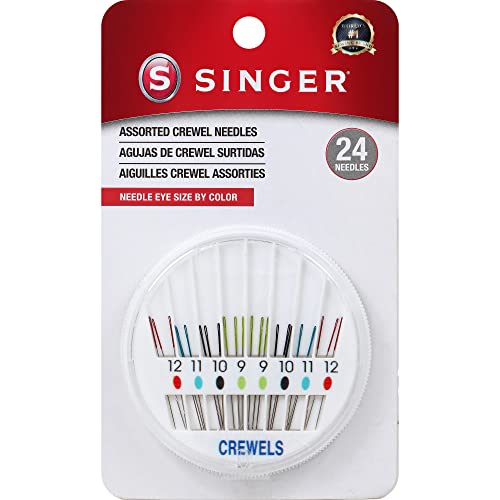 SINGER Crewel Needles in Dial Compact Assorted Sized Sewing Needles Sizes 9 10 11 12 Set of 24