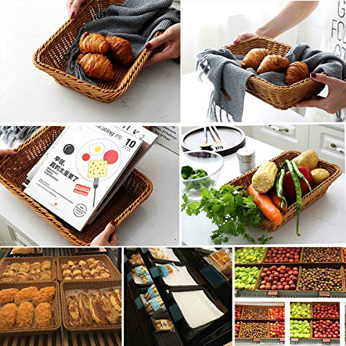Teng Lang 15.8" Fruit Baskets Wicker Bread Basket, Woven Tabletop Food Fruit Vegetables Serving, Restaurant Serving Basket,Brown(2 PACKS) - Image 5