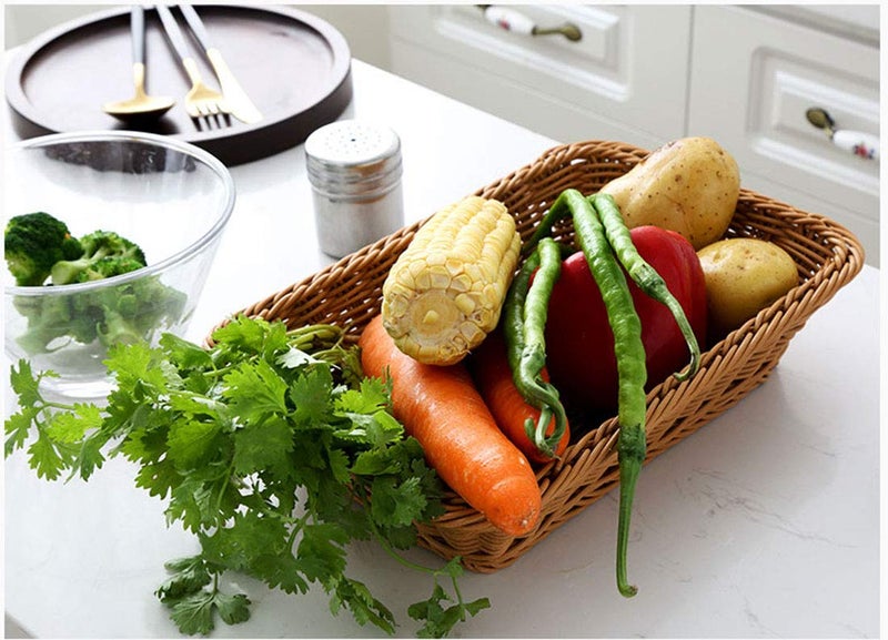 Teng Lang 15.8" Fruit Baskets Wicker Bread Basket, Woven Tabletop Food Fruit Vegetables Serving, Restaurant Serving Basket,Brown(2 PACKS) - Image 4