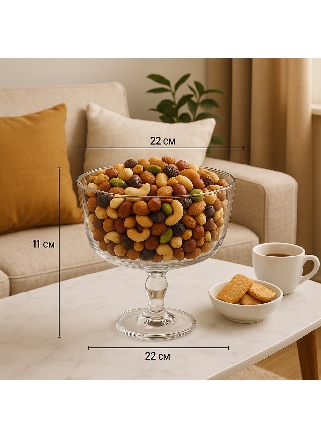 A Glass Serving Dish With A Base For Sweets, Fruits And Nuts, Multi-Use, Size 22*11*22 Cm - Image 2