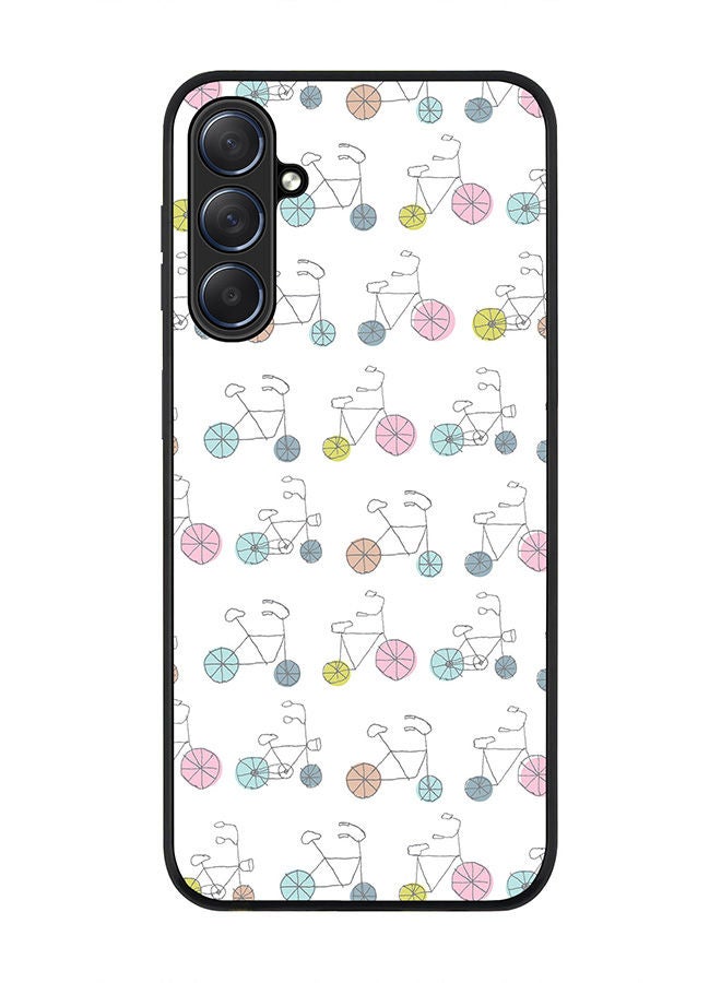 Stylizedd Rugged Black edge case for Samsung Galaxy M54 5G, Slim fit Soft Case Flexible Rubber Edges Anti Drop TPU Gel Thin Cover -  Cycle Sribbles - Image 1
