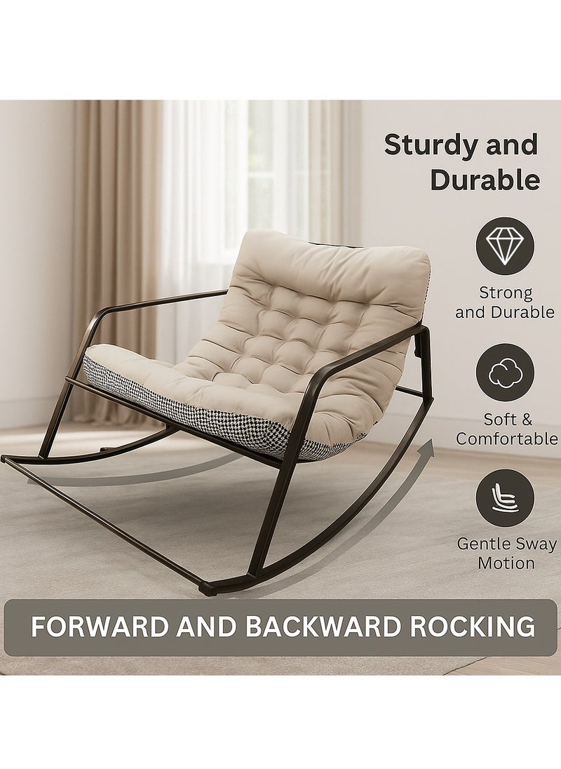 Y&D Double Living Room Lounge Chair, Outdoor Lazy Man Rocking Chair, Lawn and Camping Chair, Adult Chair with Seat Cushion, For Lawn, Backyard, Indoor, Garden (Grey)  - Image 3
