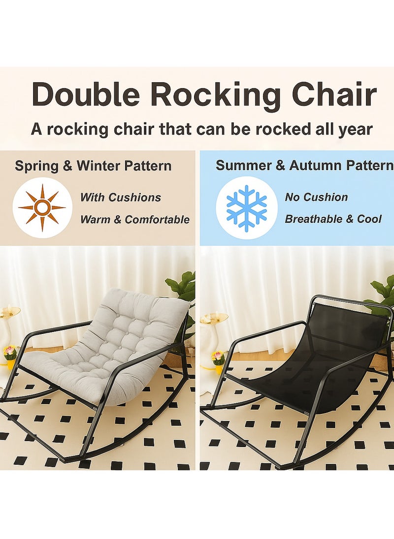 Y&D Double Living Room Lounge Chair, Outdoor Lazy Man Rocking Chair, Lawn and Camping Chair, Adult Chair with Seat Cushion, For Lawn, Backyard, Indoor, Garden (Grey)  - Image 5