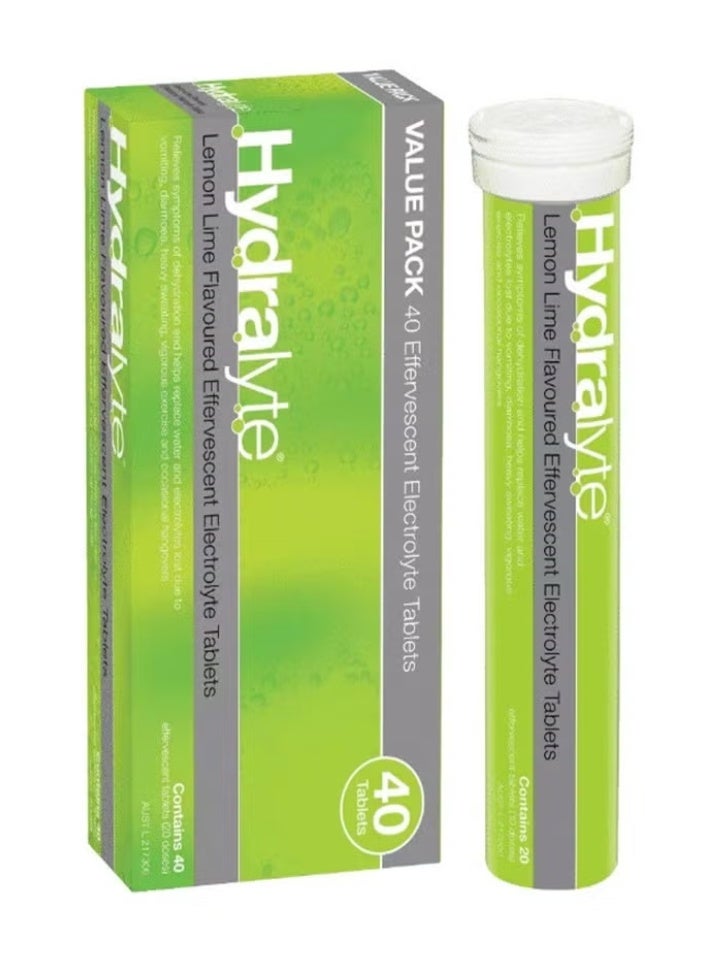 Hydralyte Twin Pack Electrolyte Effervescent Lemon Lime Flavoured 40-Tablets - Image 1