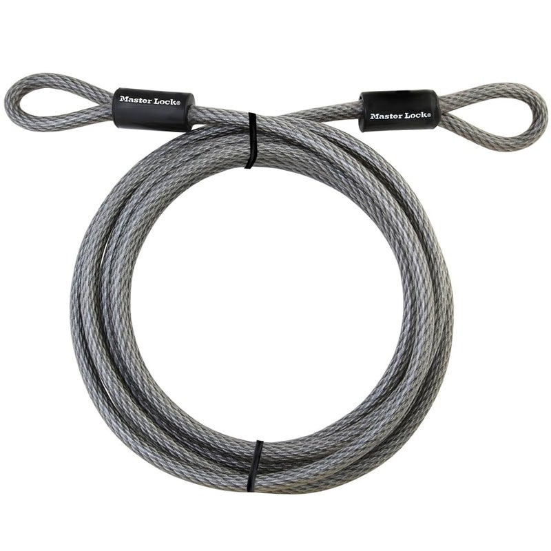 Master Lock 72DPF Steel Cable with Looped Ends, 15 ft. Long, 1 Pack, Black - Image 1