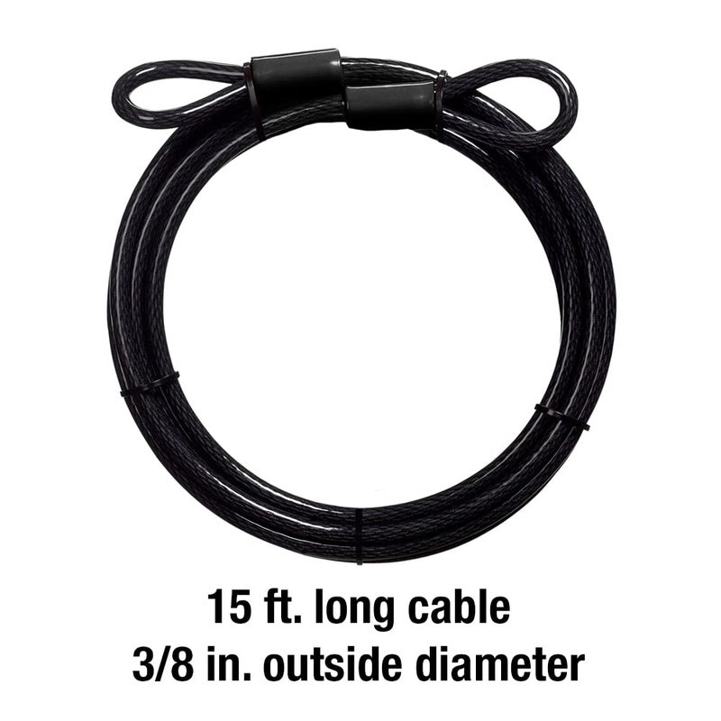 Master Lock 72DPF Steel Cable with Looped Ends, 15 ft. Long, 1 Pack, Black - Image 5