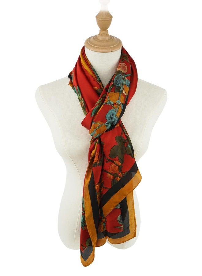 YOUR SMILE Large Mulberry Silk Feeling Long Stain Scarf Lightweight Sunscreen Shawls Wraps for Women, 10 Red/Persimmon, 70 inches * 35 inches - Image 5