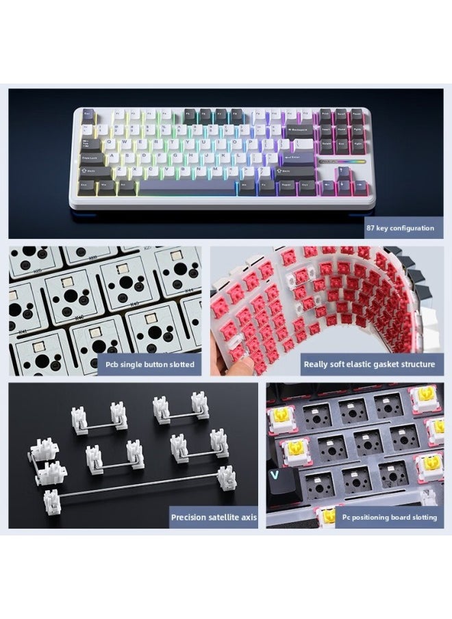 Tarantula Matching Column Customized Keyboard Structure Mechanical Keyboard Roll King Series Three-mode Game Key-Color:F87pro Time And Space Secret Realm Mist Transparent Side Engraving - Gray Wood Shaft 8000mah