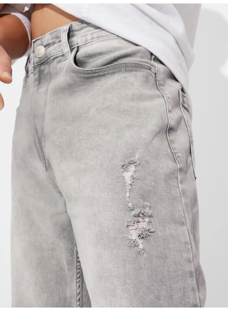 The Souled Store  The Souled Store Men Granite Grey Solid Straight Fit Jeans for Men | Best Price UAE