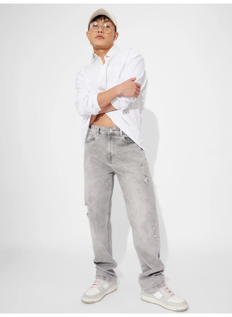 The Souled Store  The Souled Store Men Granite Grey Solid Straight Fit Jeans for Men | Best Price UAE