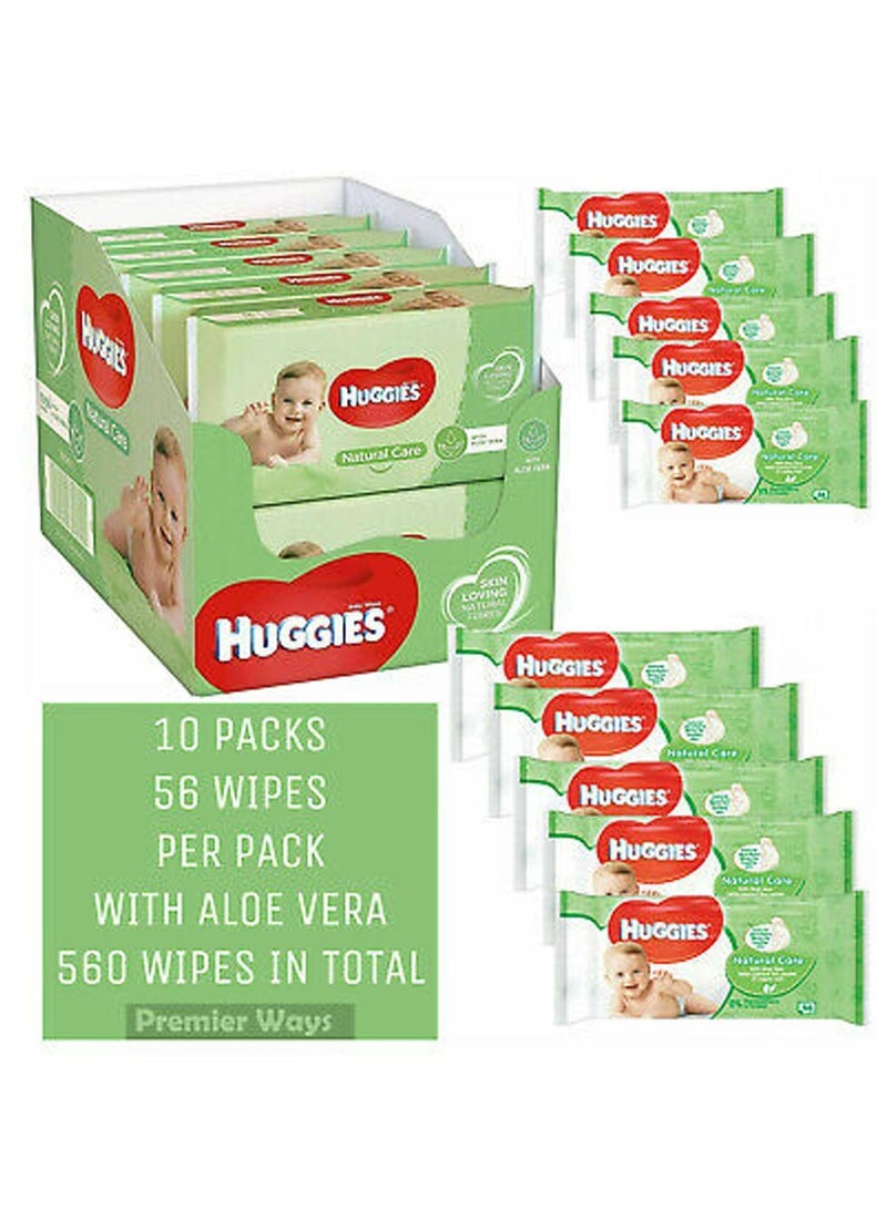 HUGGIES 560-Piece Baby Wipes Aloe, 56s x 10  - Image 1