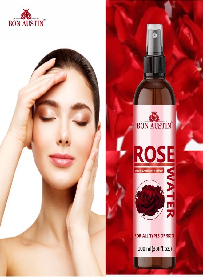 Bon Austin 100% Pure Rose Water|Gulab Jal Cleanses The Pores, Remedies Acne, Revives Skin Cells And Provides Intense Moisturization Pack of 3 of 100ML (300ML) - Image 3