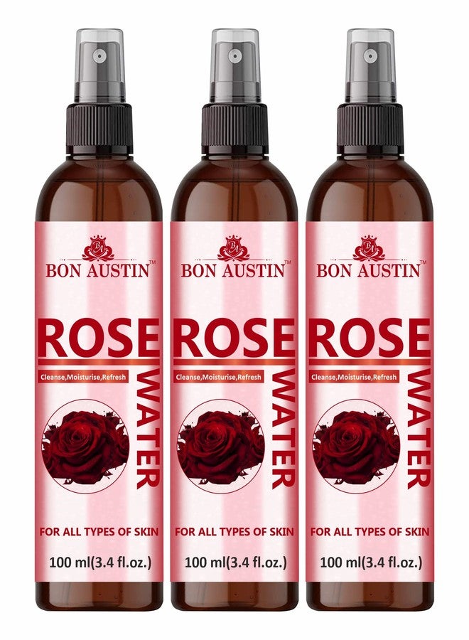 Bon Austin 100% Pure Rose Water|Gulab Jal Cleanses The Pores, Remedies Acne, Revives Skin Cells And Provides Intense Moisturization Pack of 3 of 100ML (300ML) - Image 2