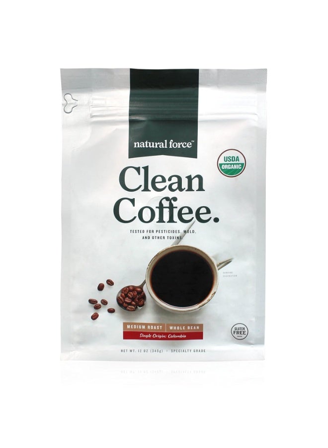Natural Force Organic Clean Coffee Classic, Mold & Mycotoxin Free, Lab Tested for Toxins & Purity, Low Acidity, Incredible Taste & Aroma, , 12 oz - Image 1
