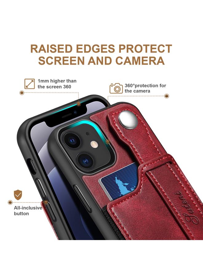 Suteni Case For iPhone 12 215 Wrist Strap PU Phone Case - Image 3