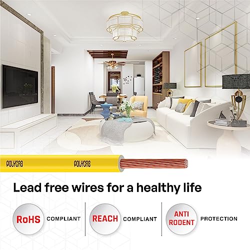 Polycab OPTIMA+ 6sqmm 90M coil | Flame Retardant | Lead free | 99.97% high purity copper | Rodent protection | PVC insulated housewire [Yellow] - Image 3