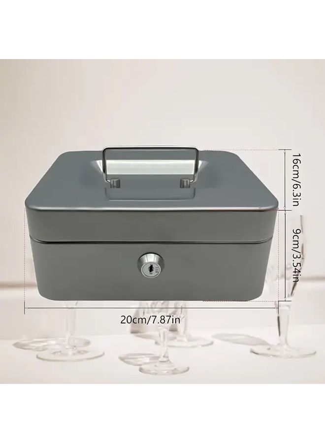 Large Blue Stainless Steel Money Box With Lock For Coins Bills And Small Items Portable Storage For Home Office Travel - Image 2