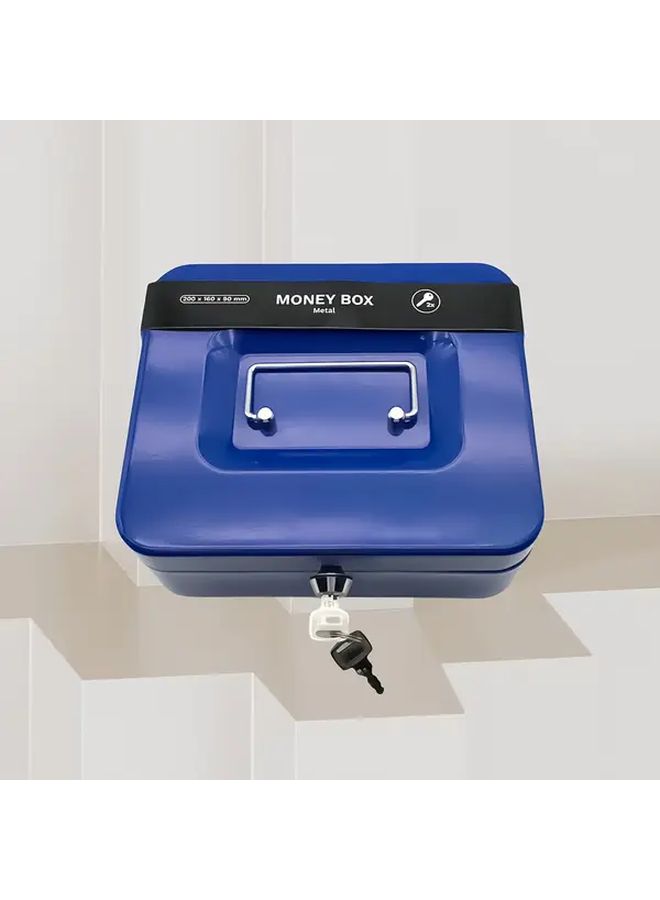 Large Blue Stainless Steel Money Box With Lock For Coins Bills And Small Items Portable Storage For Home Office Travel - Image 4