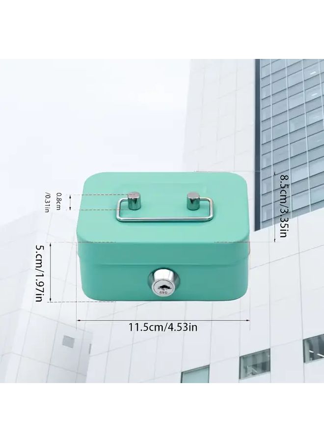 Large Blue Stainless Steel Money Box With Lock For Coins Bills And Small Items Portable Storage For Home Office Travel - Image 3
