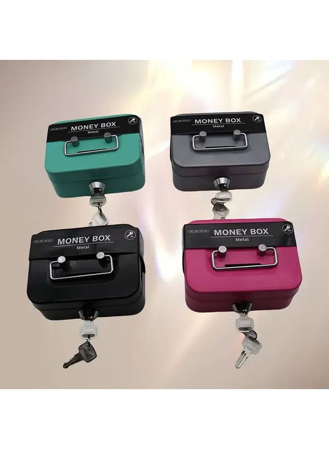 Large Blue Stainless Steel Money Box With Lock For Coins Bills And Small Items Portable Storage For Home Office Travel - Image 1