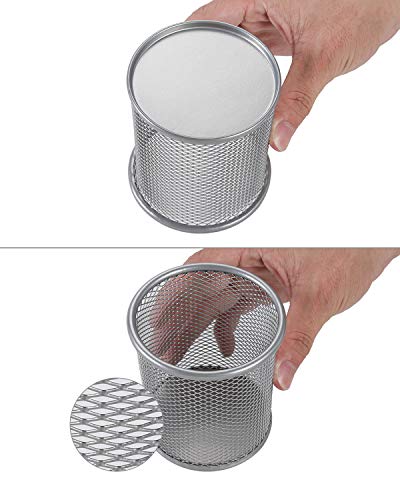 EasyPAG Silver Pen Holder for Desk 2 Pack Metal Pen Holder Organizer Pencil Cup Holder for Home, Office, Classroom, School - Image 2