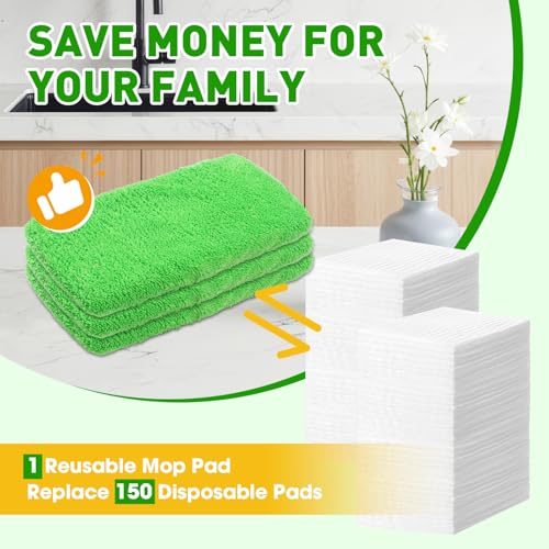 NEOACT 14Pcs Reusable Microfiber Mop Pads Compatible with Sweeper Mops,Dry Sweeping Cloths & Wet Mopping Pads Refills,Washable Mop Pads for Floor Cleaning - Image 5