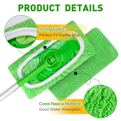 NEOACT 14Pcs Reusable Microfiber Mop Pads Compatible with Sweeper Mops,Dry Sweeping Cloths & Wet Mopping Pads Refills,Washable Mop Pads for Floor Cleaning - Image 3