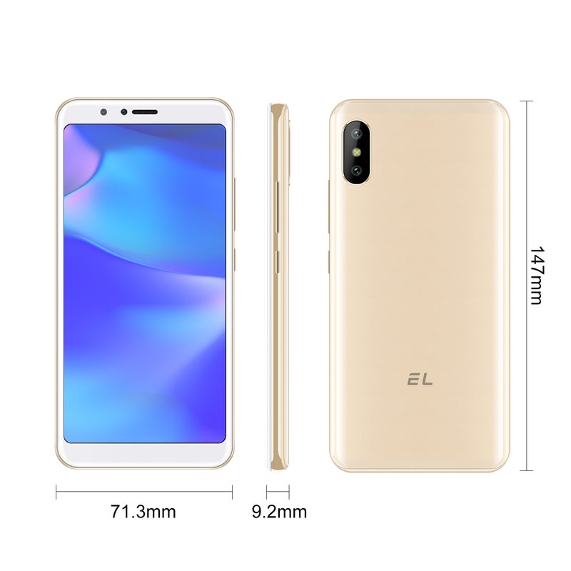 Generic (Unbranded) EL-6C Quad-Core 1.3GHz Android OS v9.0 2500mAh Battery Bluetooth v4.0 Cell Phone Gold - Image 1