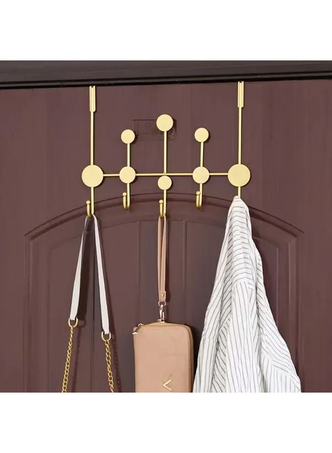 Golden Wall Mount Coat Hooks No Drill Folding Hanger Over The Door Storage - Image 2
