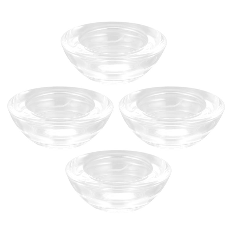 4Pcs Glass Candle Dish Candlestick Small Candle Cup Glass Cup Holder for Home - Image 1