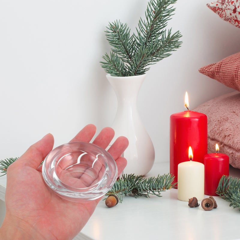4Pcs Glass Candle Dish Candlestick Small Candle Cup Glass Cup Holder for Home - Image 3