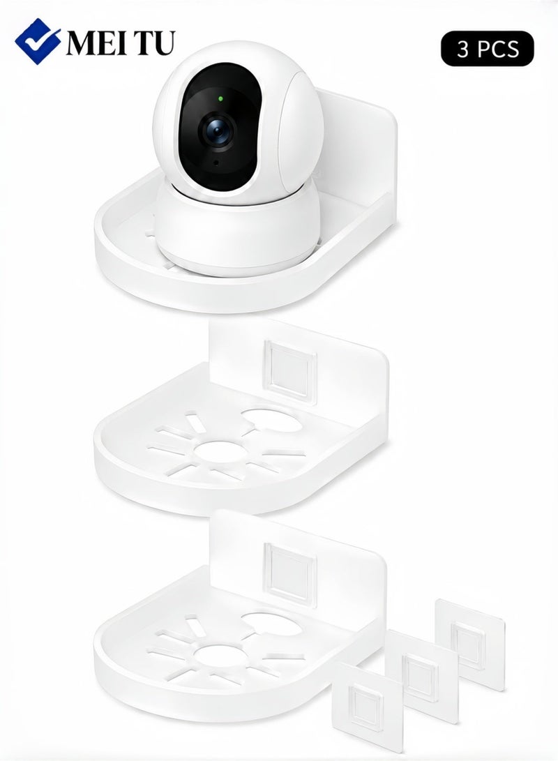 MEI TU 3-Pack Wall Mount Brackets for Security Cameras, No-Drill Mini Floating Shelves for Flexible Wall Space Use - Image 1