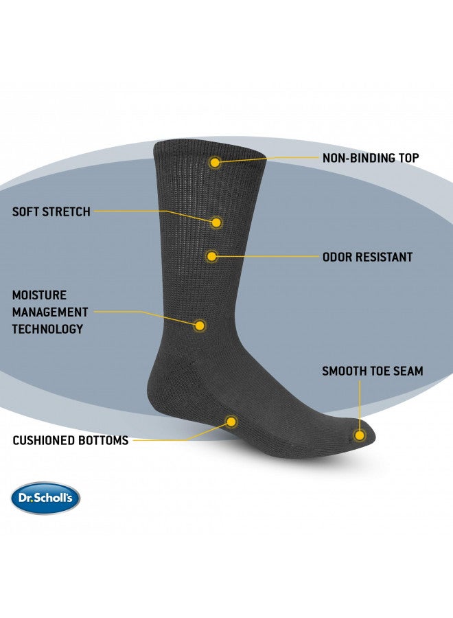 Dr. Scholl's Dr. Scholl's Men's 4 Pack Diabetic and Circulatory Non-binding Crew Casual Sock, Black, Shoe Size 13-15 US - Image 2
