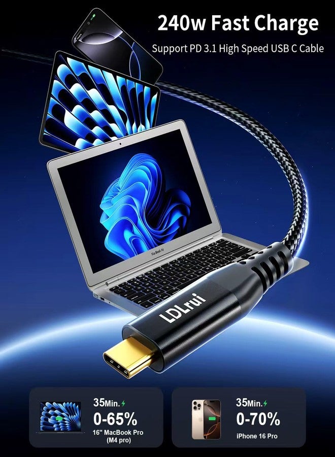 LDLrui 3FT USB C for Thunderbolt 4 Cable, [High-Speed, Durable] 40Gbps Data Transfer, 8K@60Hz/4K@120Hz USB C Monitor Cable, 240W PD Fast Charging for MacBook Pro, Lenovo, Samsung, iPhone 16, SSD, Docking - Image 4