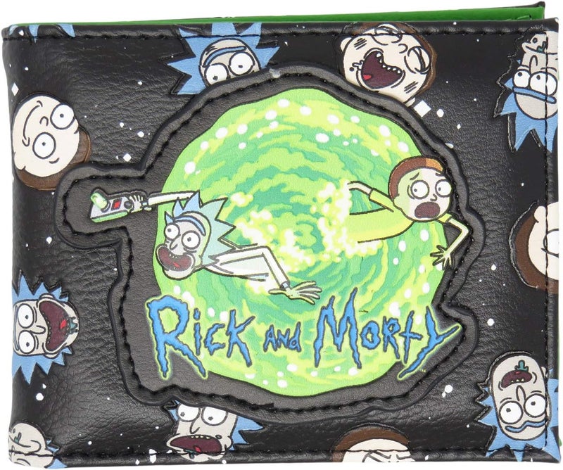 Bio World Rick and Morty Portal Faces PU Faux Leather Bifold Wallet Adult Swim - Image 1