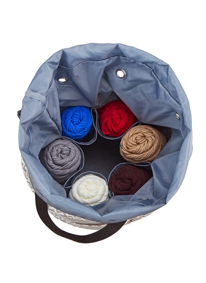HOMEST - Large Crochet Bag With Customized Front Compartment For Knitting Accessories Yarn Storage With 6 Oversized Grommets Tote Organizer With Drawstring Closure Ripple Bag Only - Image 1