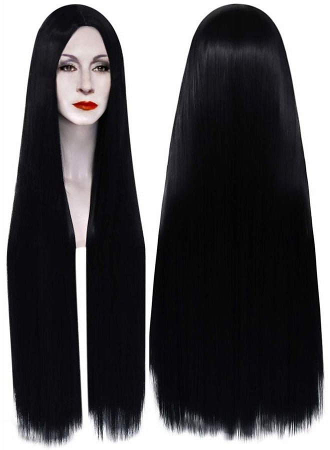 Mildiso (Long Black) - Black Wig 100cm Extra Long Hair Wigs for Women Straight Middle Part Cosplay Costume Wigs Anime Party Wig with Wig Cap M086 - Image 1