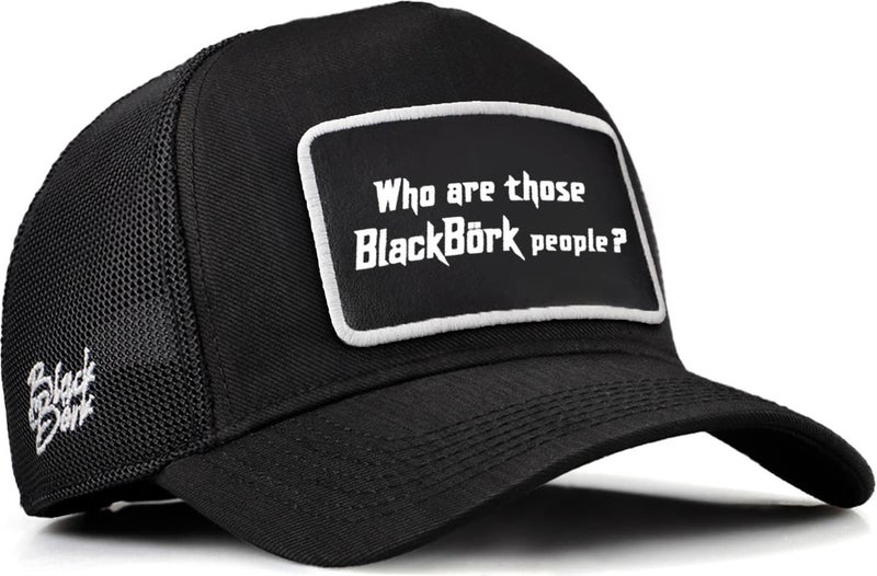 Black Börk Blackbörk V2 Trucker Who Are Those Blackbörk People - Black Cordura Fabric Hat (Cap) with 2 Code Logo  - Image 1
