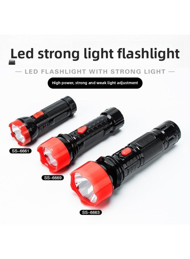 Loquat Suosen Led Strong Light Rechargeable Household Lighting Flashlight Strong And Weak Second Gear Hand-held Hotel Room Fire Protection Exclusive-Color:Ss-d01 Flashlight (with Side Light) - Image 2