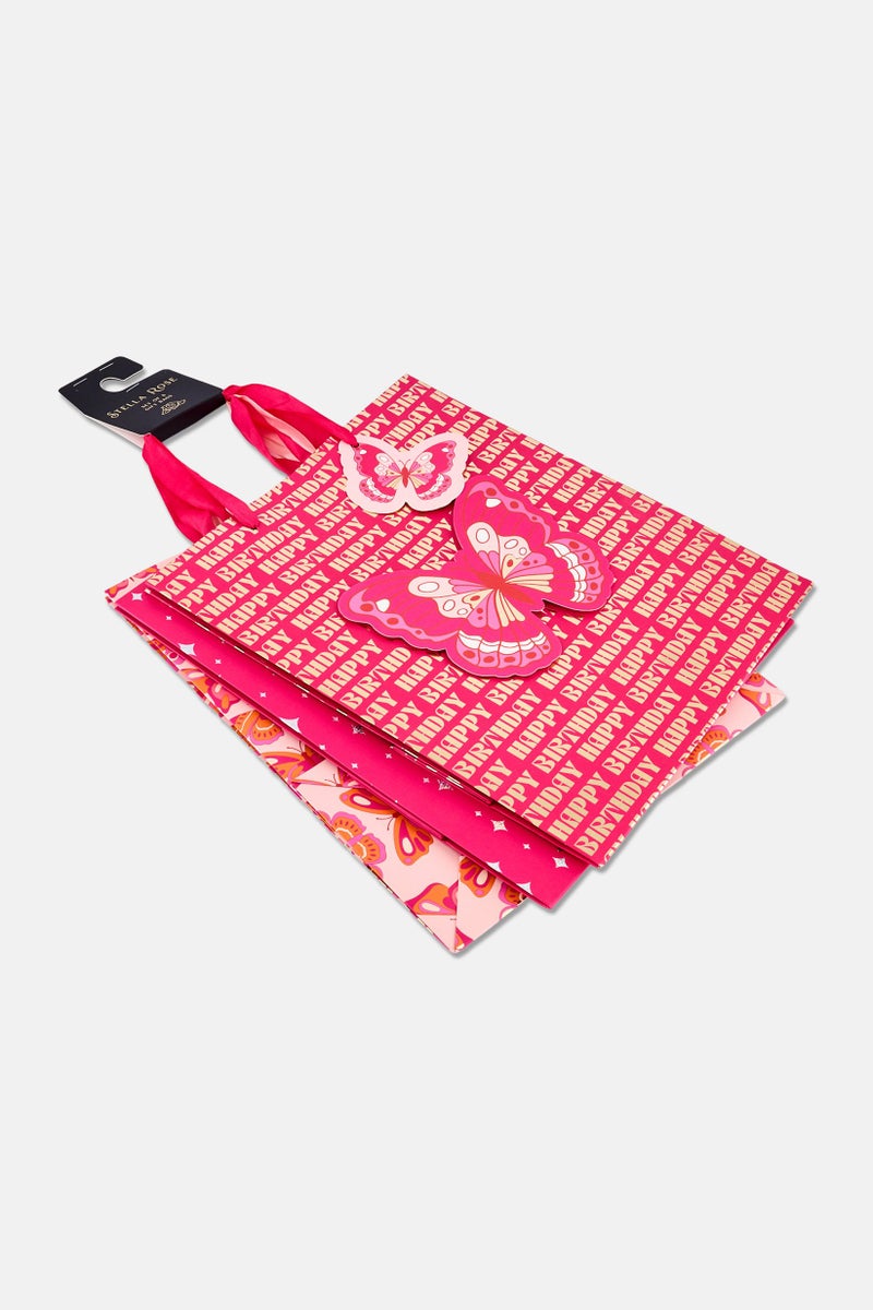 Stella Rose Set of 3 Large Allover Print Birthday Gift Bags, Multicolor - Image 2