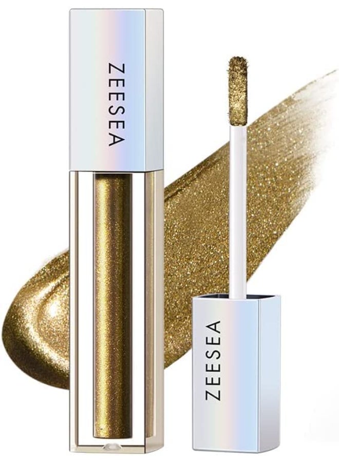 zeesea Glitter Galaxy Colored Liquid Eyeshadow Dazzling Shimmer Eye Makeup High Pigmented Long Lasting BR03 Goldfish
