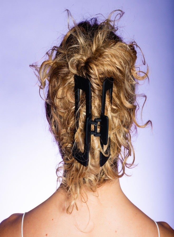 غيمي مشبك شعر Gimme Beauty XL للشعر الكثيف - يتسع لمزيد من الشعر الطويل جدًا - مشبك بلمسة مخملية لجميع أنواع الشعر - إكسسوار يومي مانع للانزلاق وثابت - مشبك أساسي قابل للسحب - أسود - Image 2