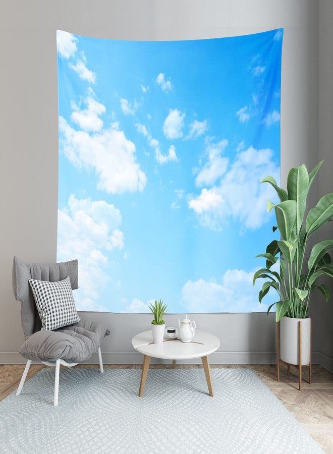 بيليكو خلفية نسيجية من بيليكو، لون أزرق فاتح، مقاس 141 × 96 بوصة، بتصميم غيوم سماوية، مناسبة للأسقف والجدران وغرف النوم والمعيشة والسكن الجامعي وديكور المنزل. - Image 5