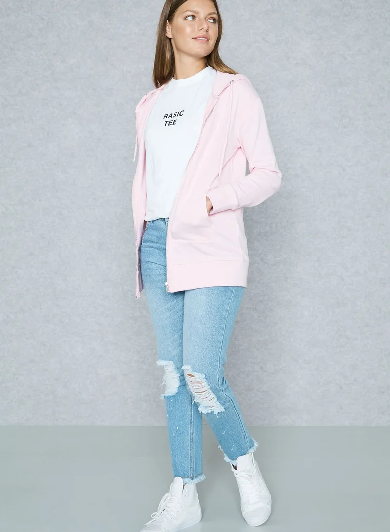 Daisy Street Light Wash Straight Ripped Jeans